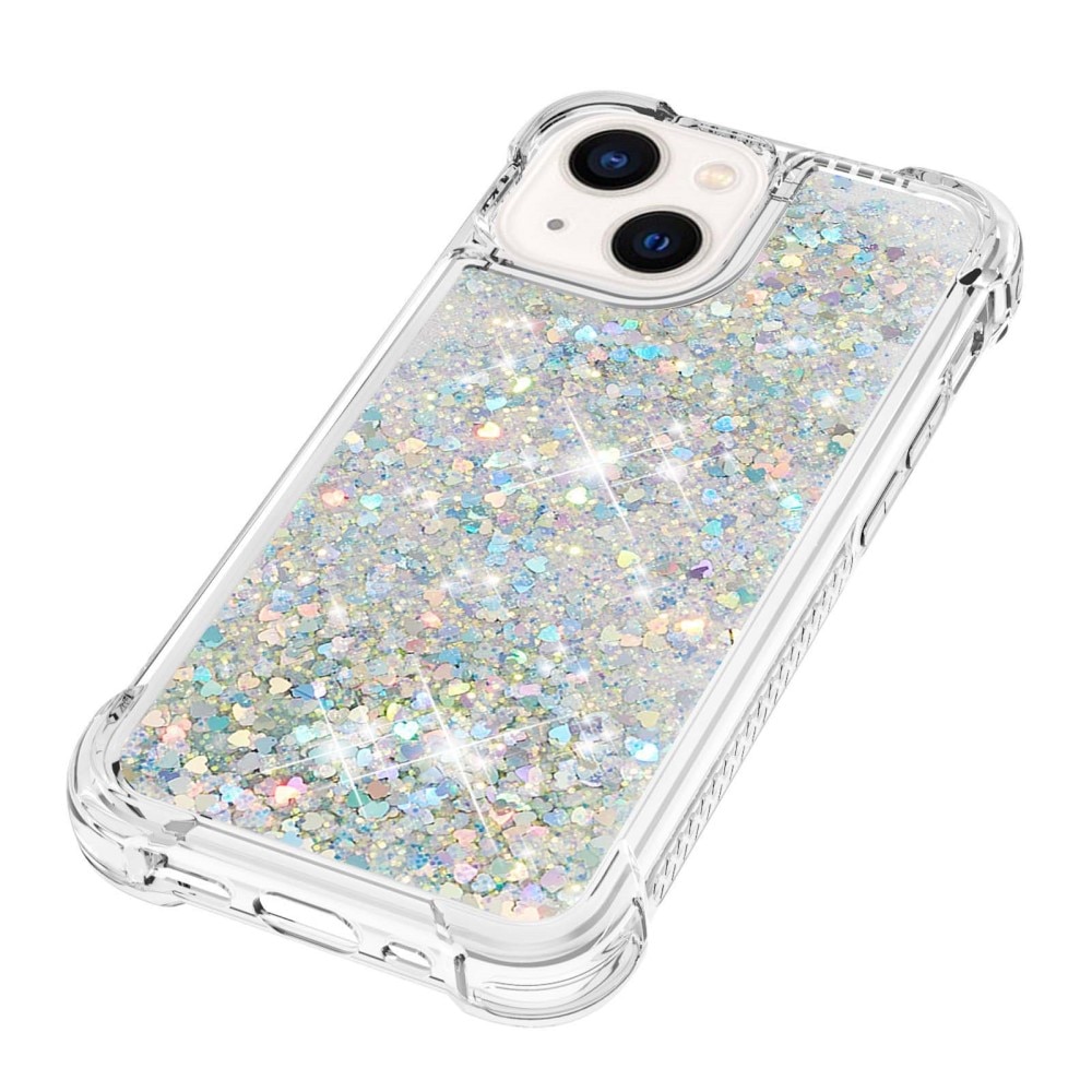 Glitter Powder TPU Deksel iPhone 15 sølv