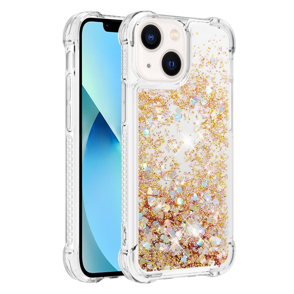 Glitter Powder TPU Deksel iPhone 15 gull