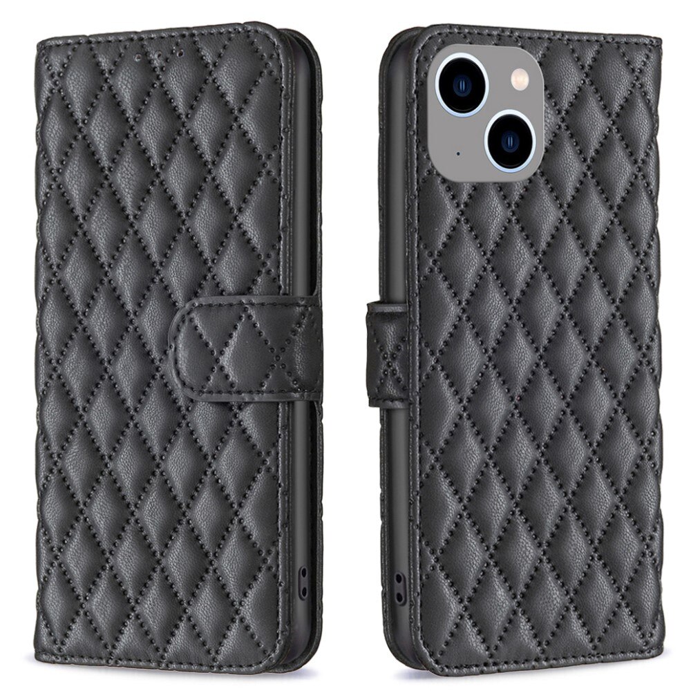 Lommebokdeksel iPhone 15 Quilted svart