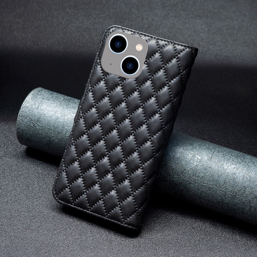 Lommebokdeksel iPhone 15 Quilted svart