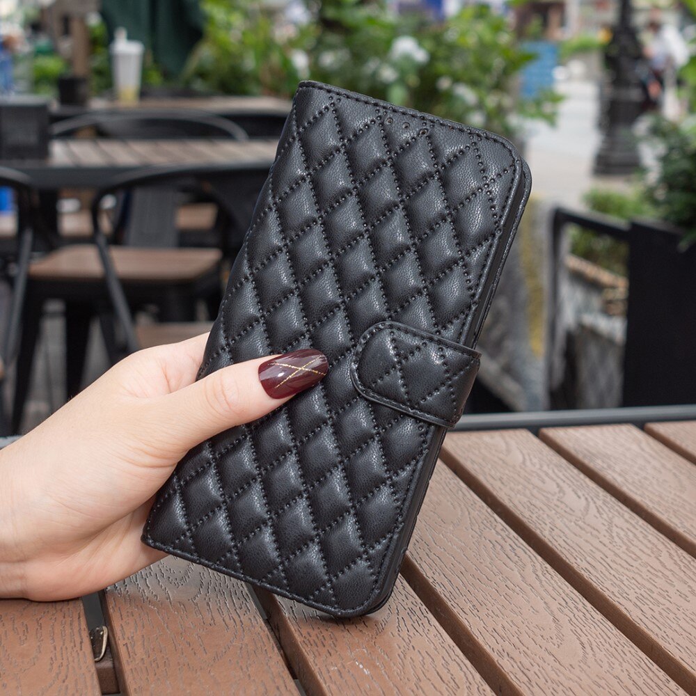 Lommebokdeksel iPhone 15 Quilted svart