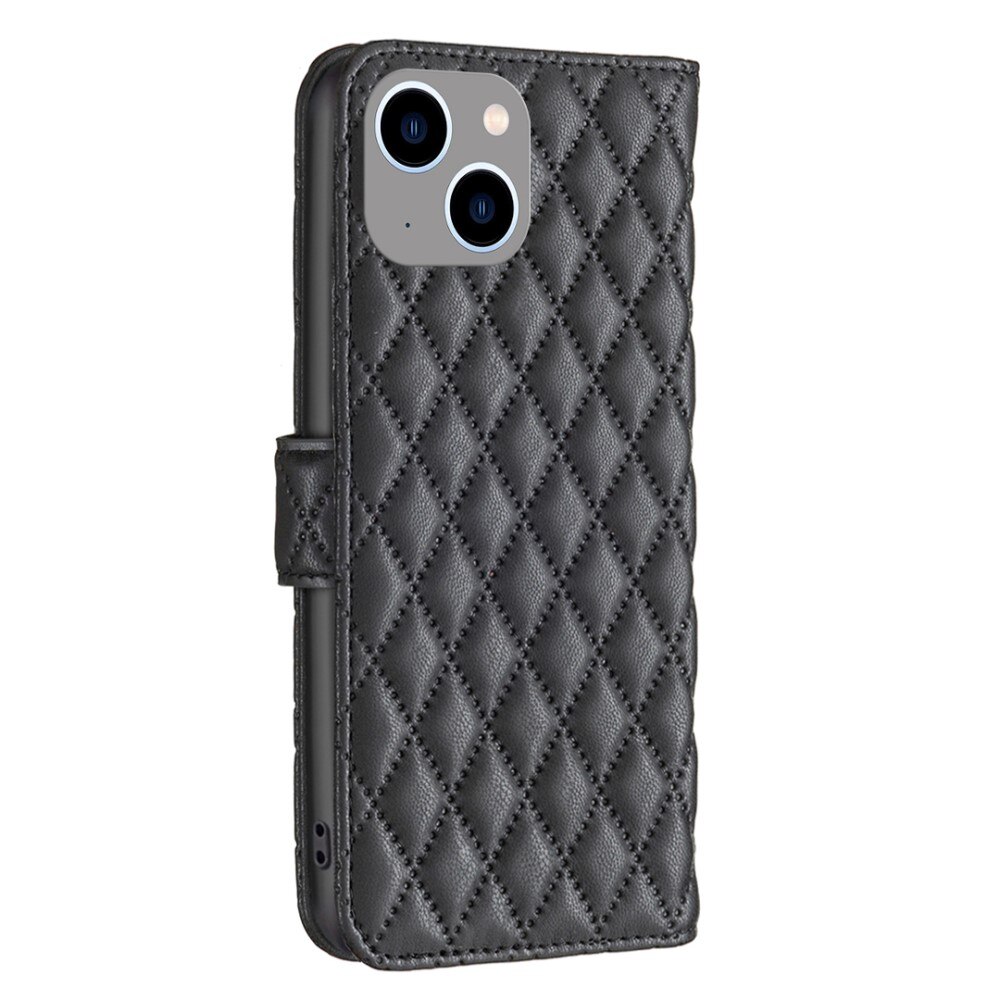 Lommebokdeksel iPhone 15 Quilted svart