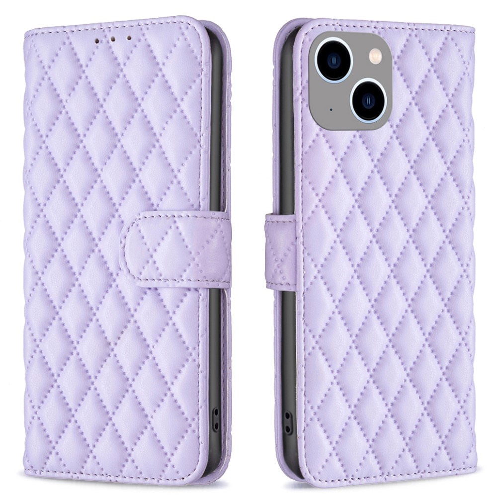 Lommebokdeksel iPhone 15 Quilted lilla
