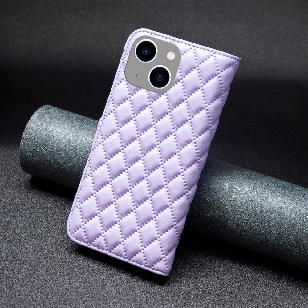 Lommebokdeksel iPhone 15 Quilted lilla