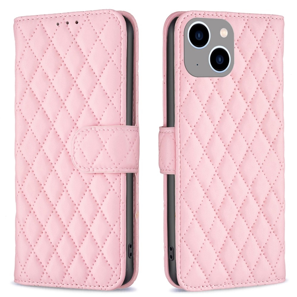 Lommebokdeksel iPhone 15 Quilted rosa