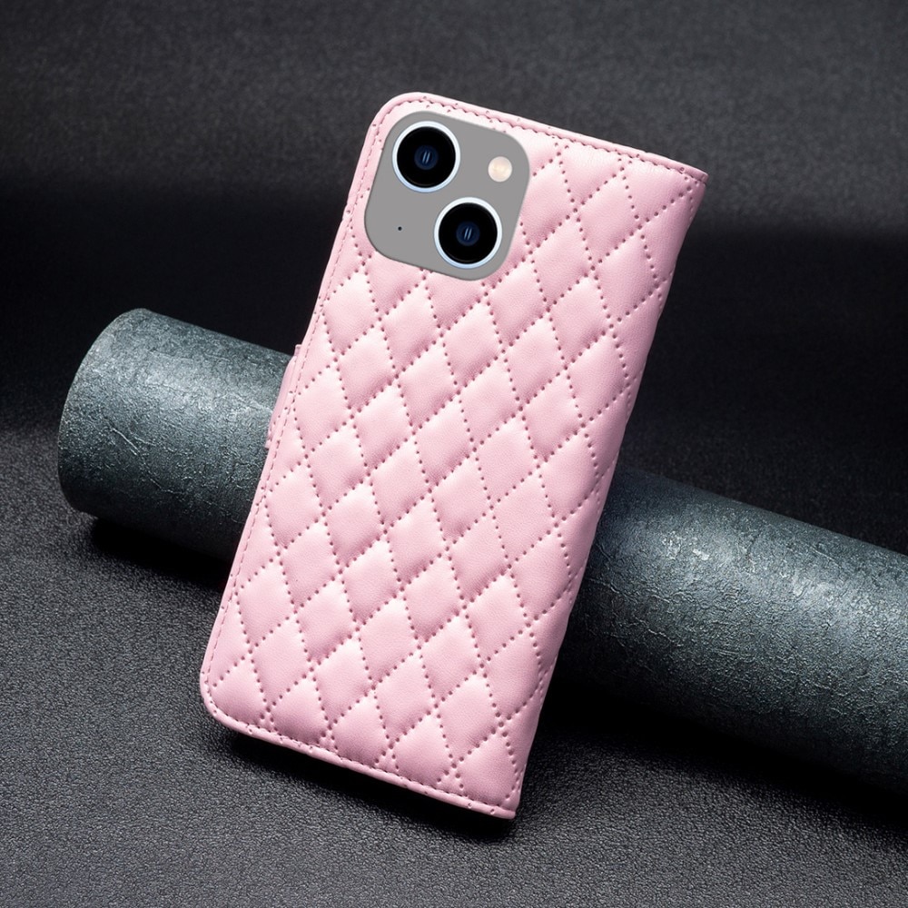 Lommebokdeksel iPhone 15 Quilted rosa