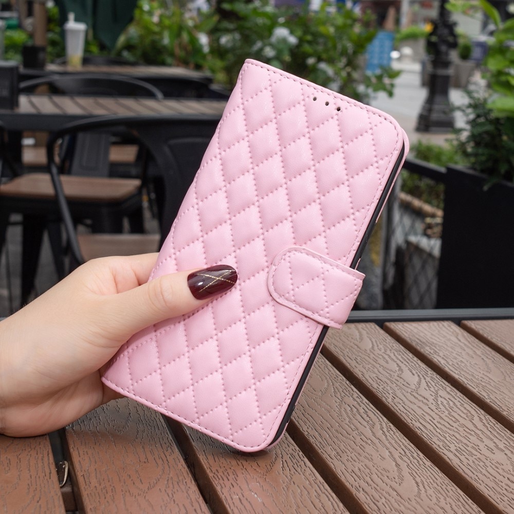 Lommebokdeksel iPhone 15 Quilted rosa