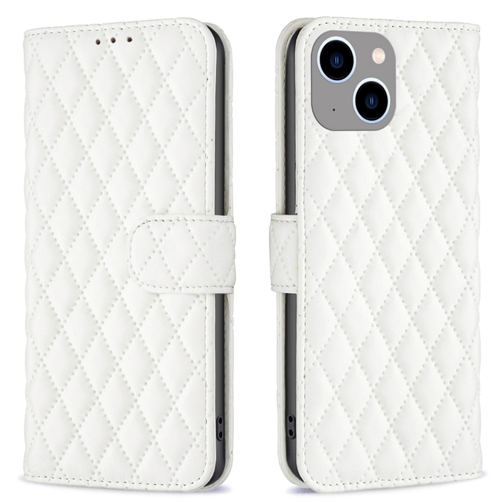 Lommebokdeksel iPhone 15 Quilted hvit