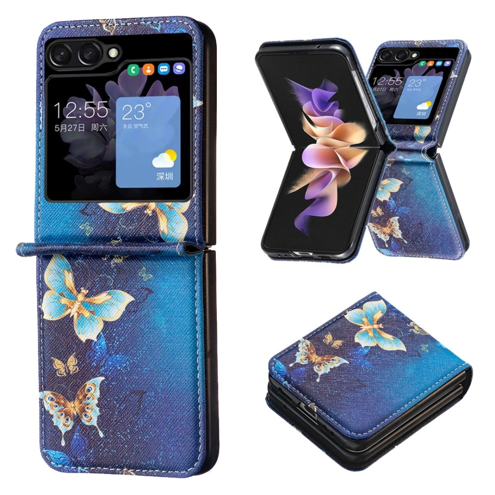 Lærdeksel Samsung Galaxy Z Flip 5 Blue Butterflies