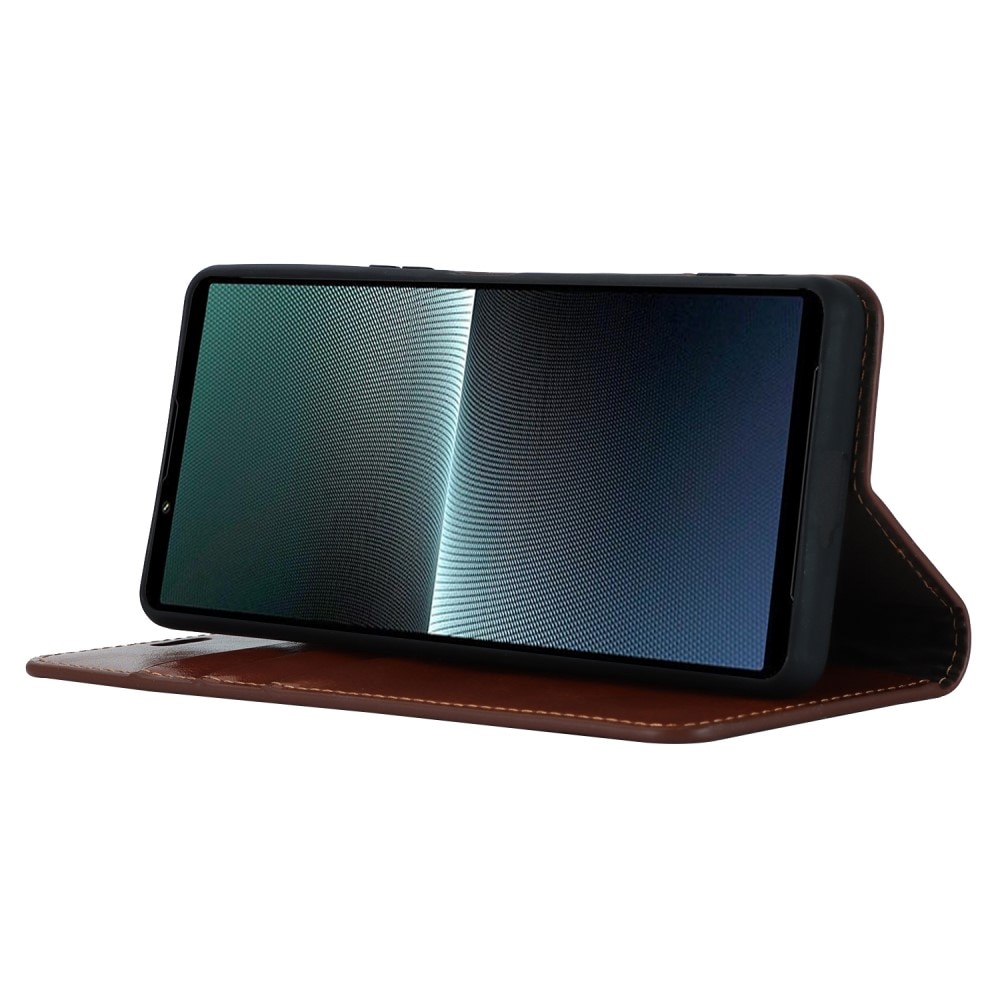 Mobiletui Ekte Lær Sony Xperia 1 V Brun
