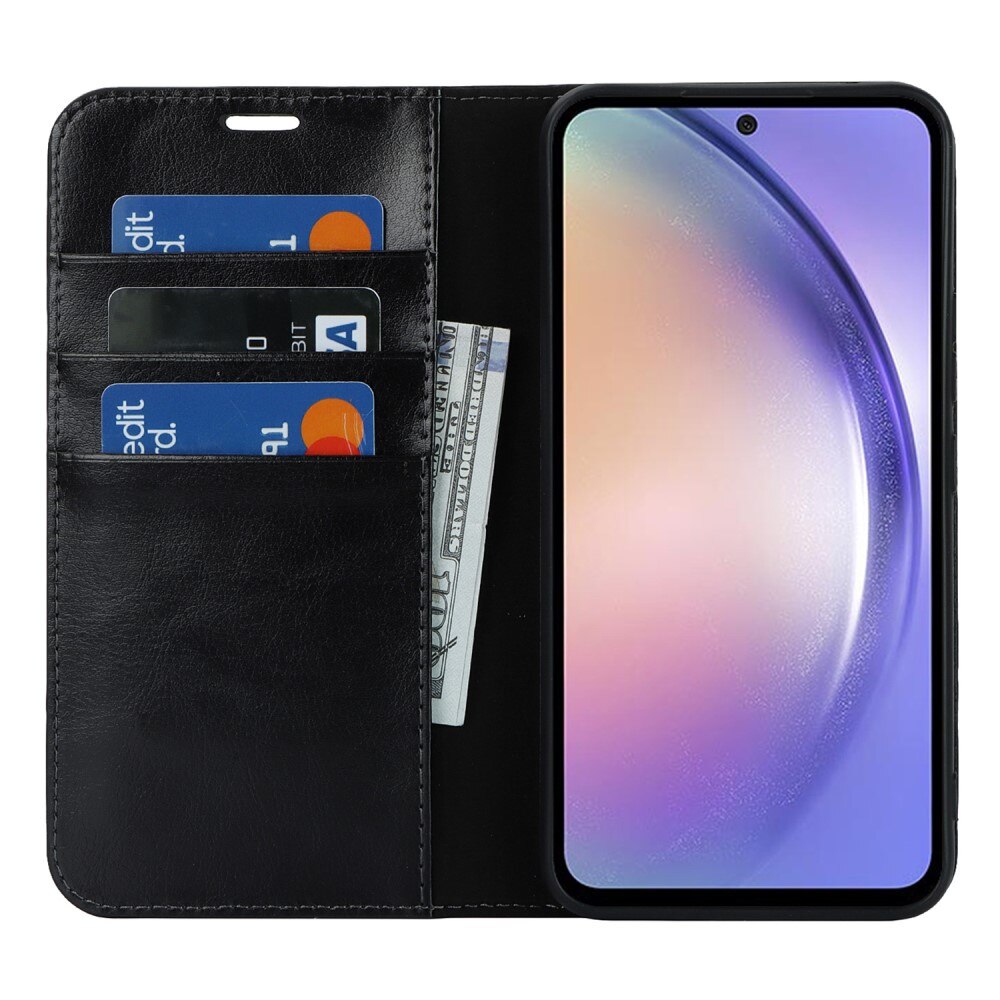 Mobiletui Ekte Lær Samsung Galaxy A54 Svart