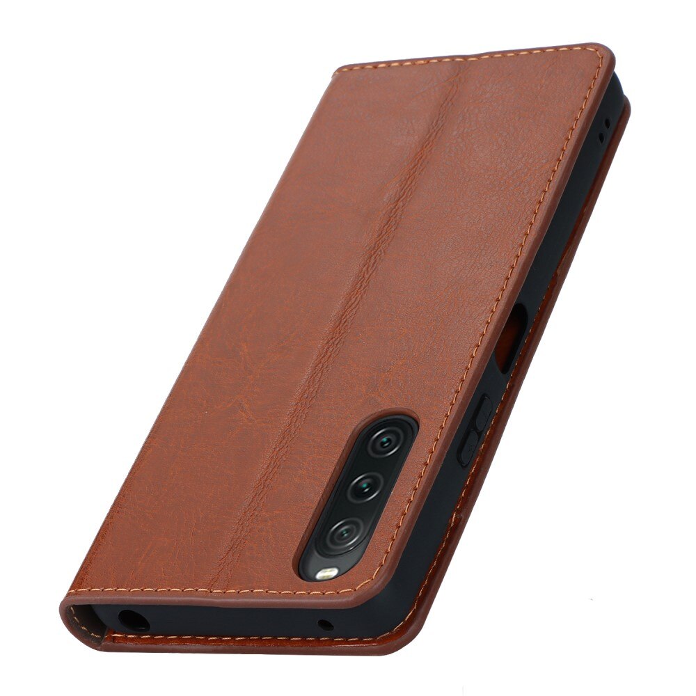 Mobiletui Ekte Lær Sony Xperia 10 V Brun