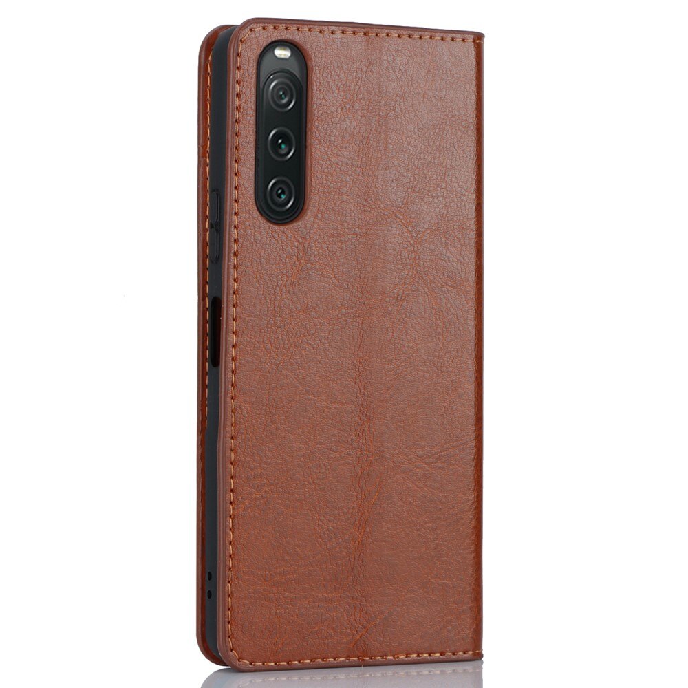 Mobiletui Ekte Lær Sony Xperia 10 V Brun