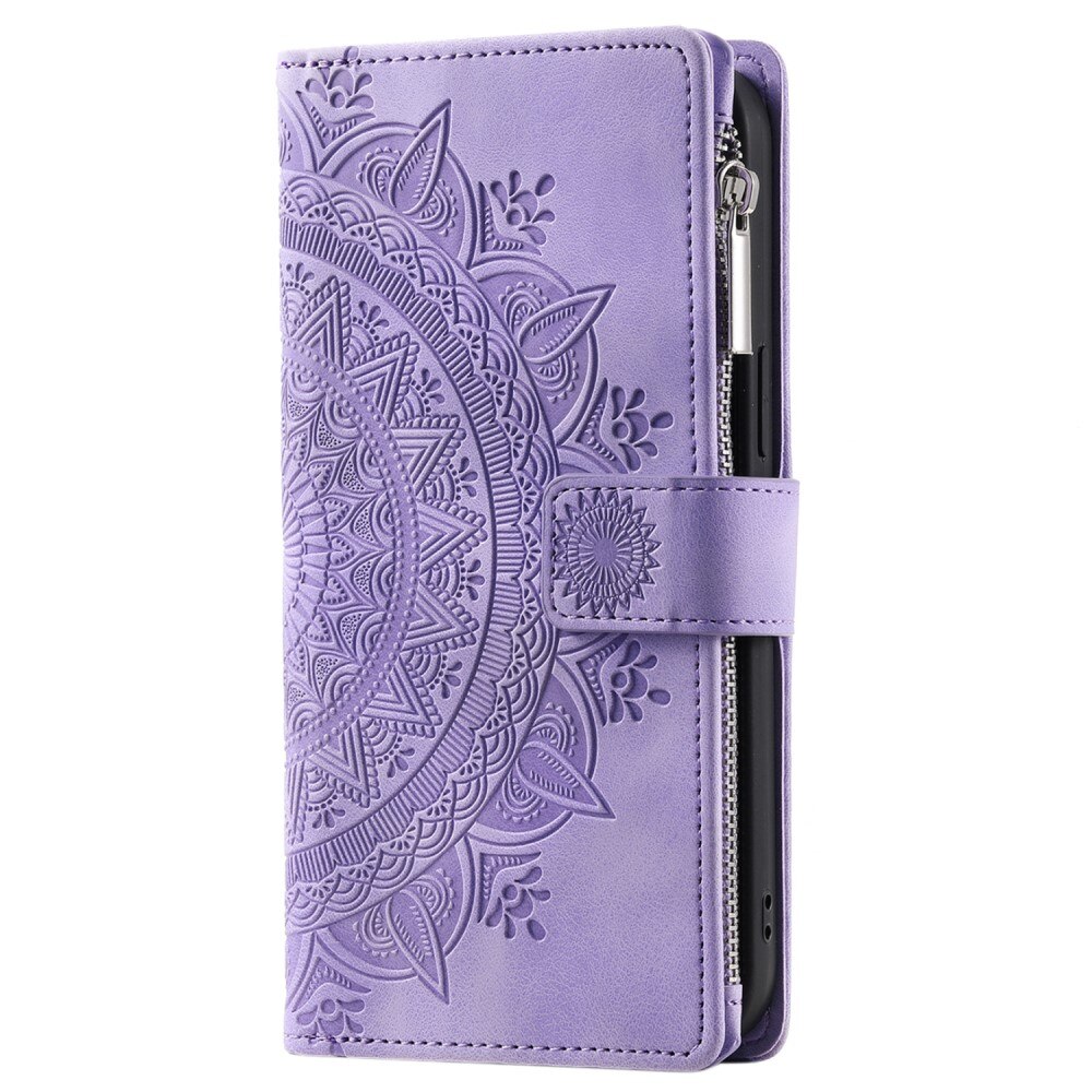 Lommebokveske iPhone 15 Pro Mandala lilla