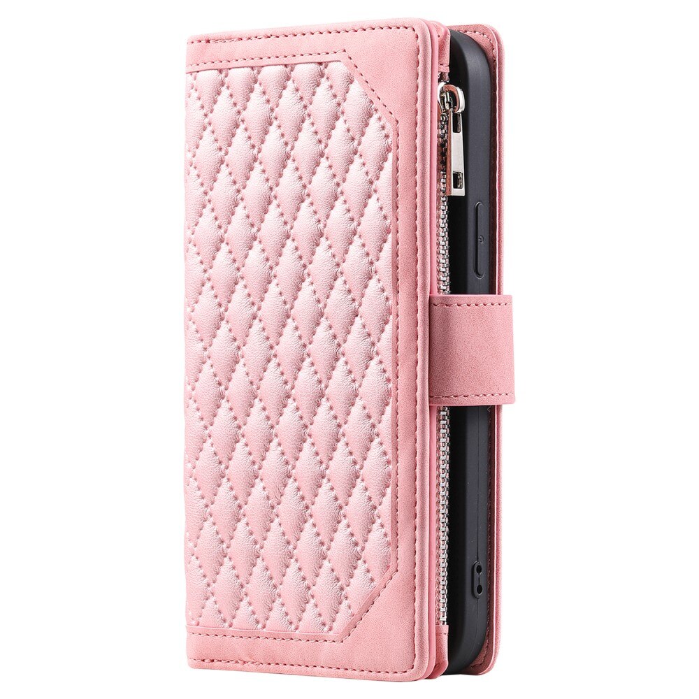 Lommebokveske iPhone 15 Quilted rosa