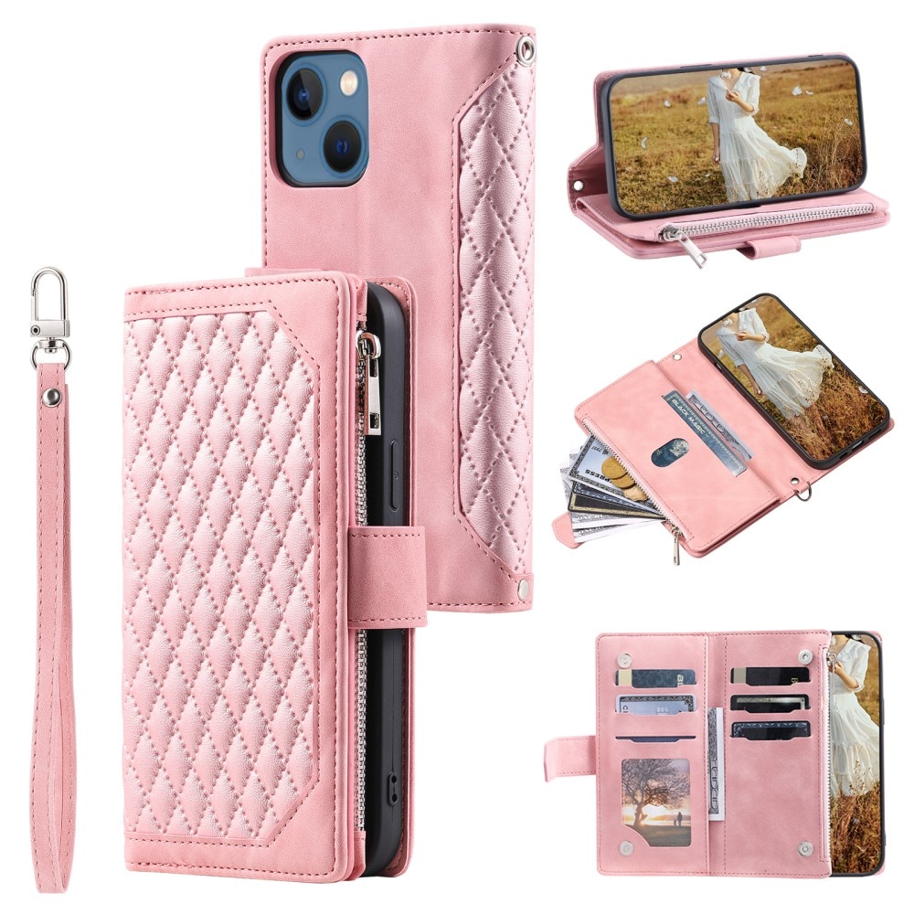 Lommebokveske iPhone 15 Quilted rosa