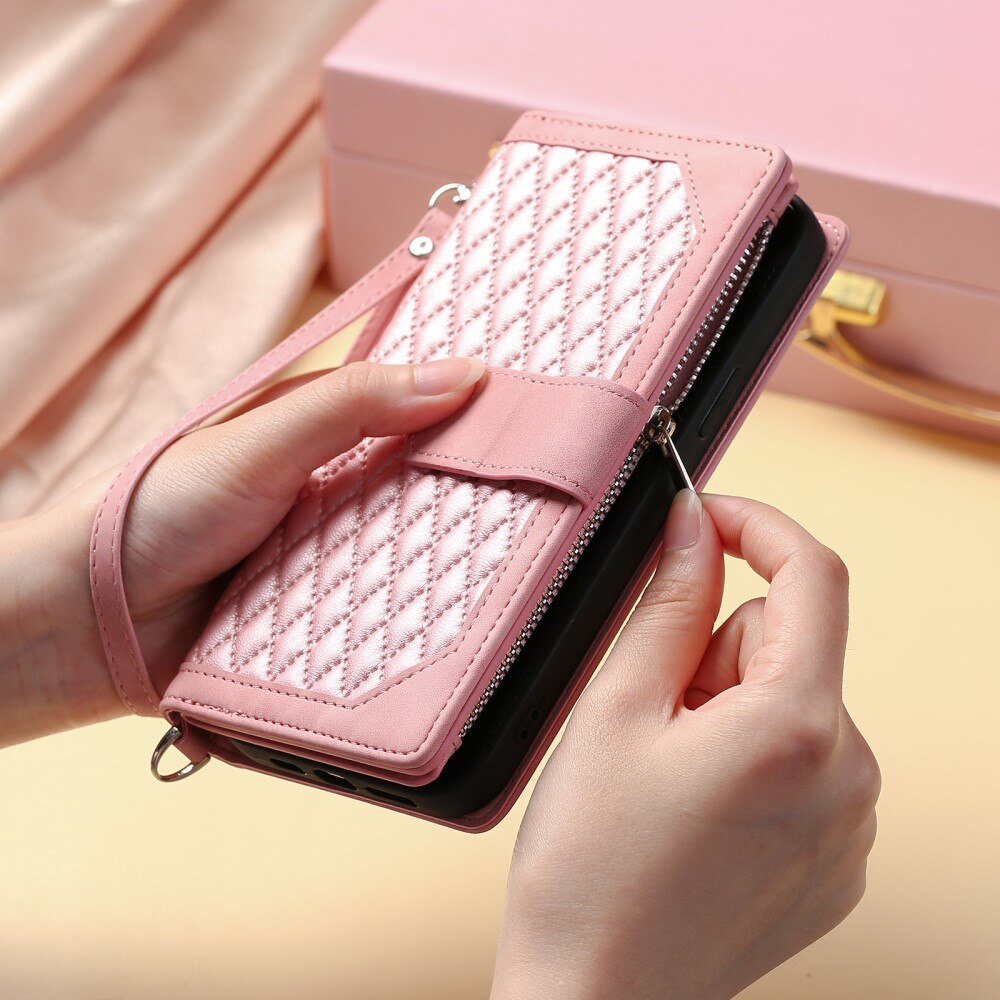 Lommebokveske iPhone 15 Quilted rosa