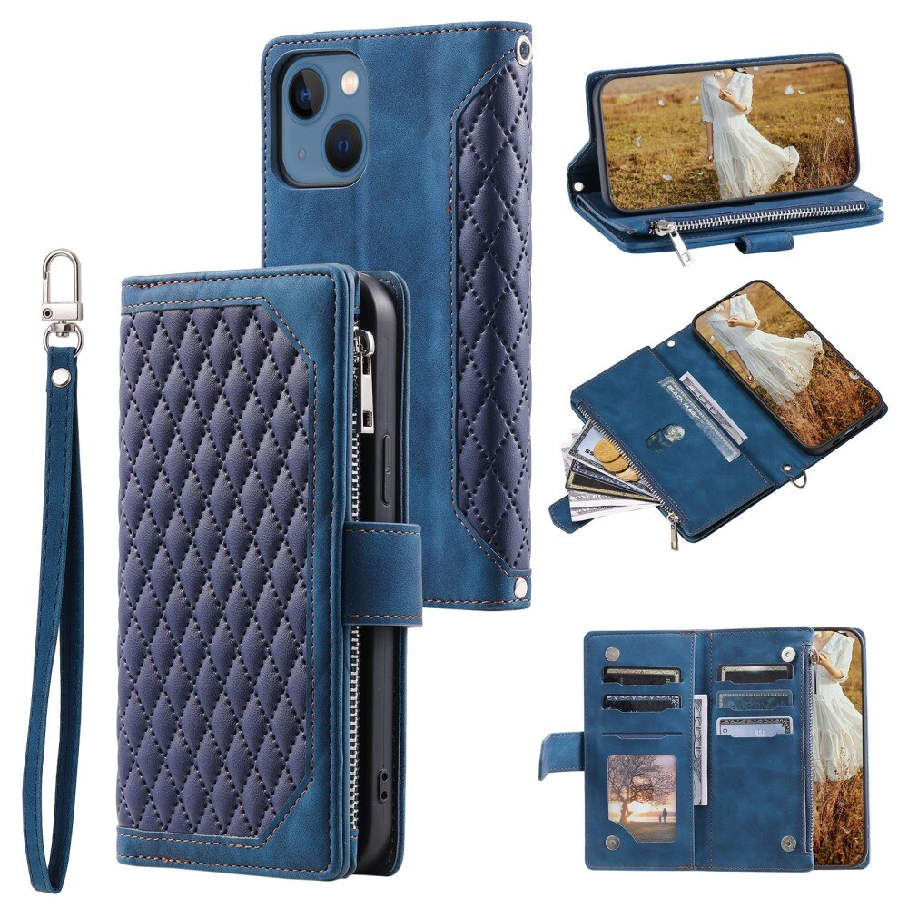Lommebokveske iPhone 15 Plus Quilted Blå