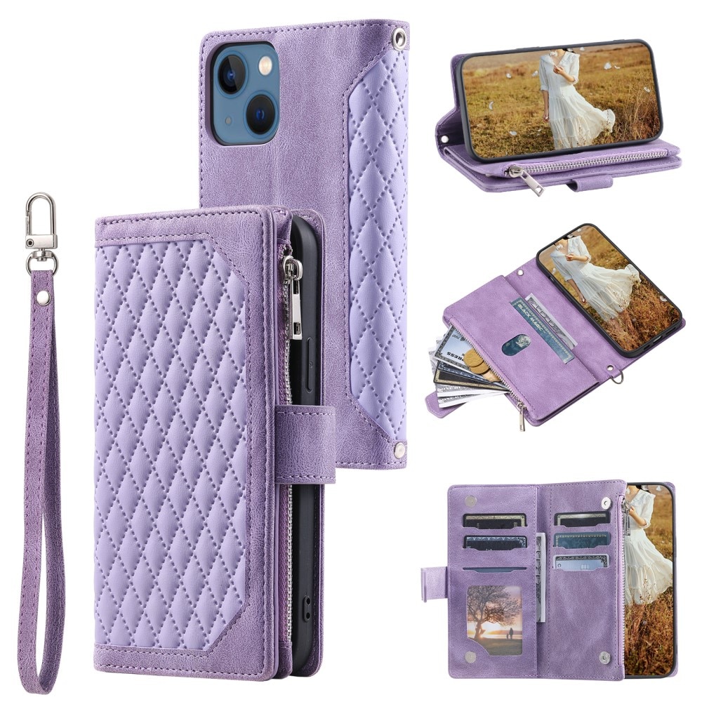 Lommebokveske iPhone 15 Plus Quilted lilla