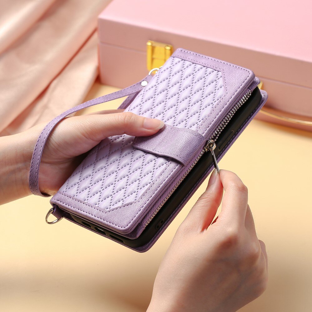 Lommebokveske iPhone 15 Plus Quilted Lilla