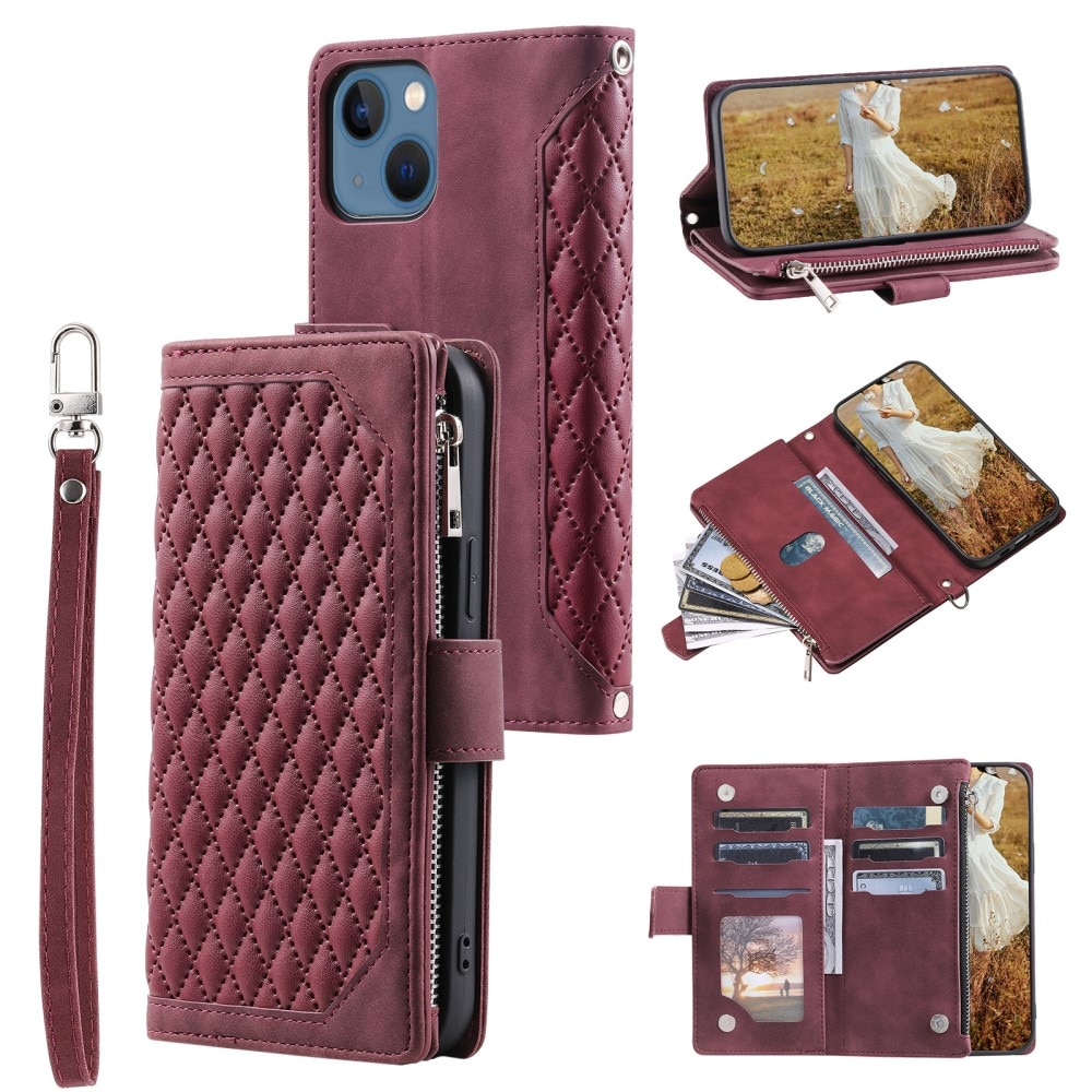 Lommebokveske iPhone 15 Plus Quilted Hvit