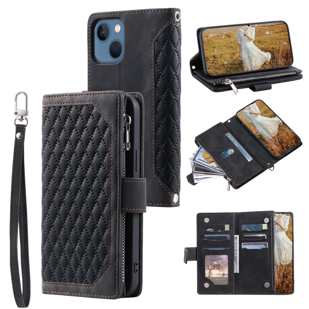 Lommebokveske iPhone 15 Plus Quilted Svart