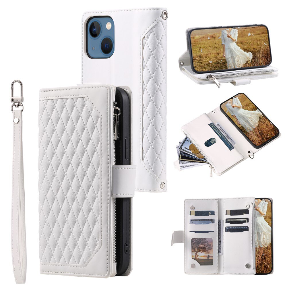 Lommebokveske iPhone 15 Plus Quilted Hvit