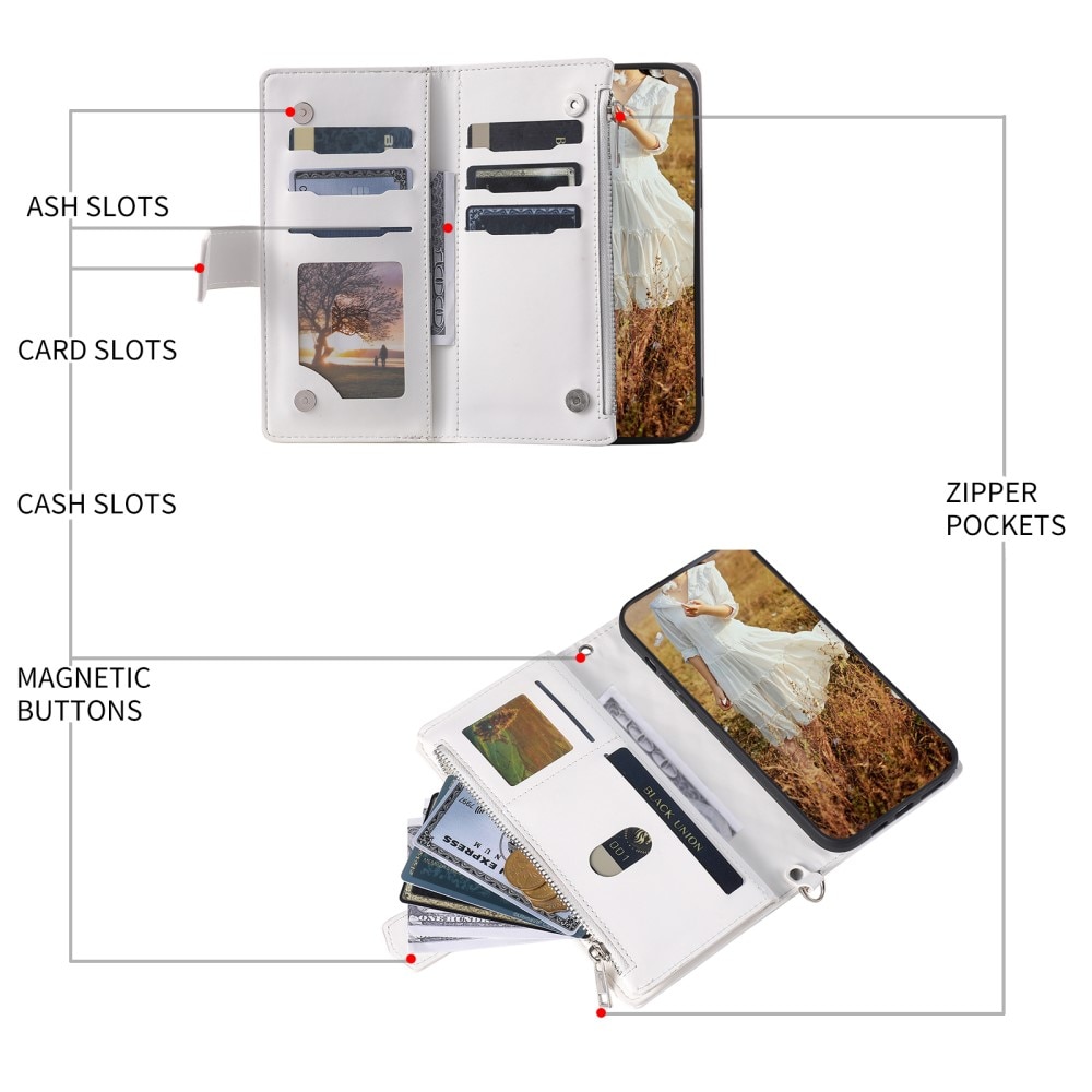 Lommebokveske iPhone 15 Plus Quilted Hvit