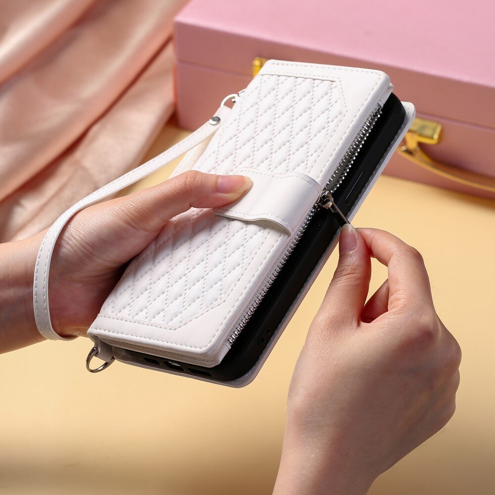 Lommebokveske iPhone 15 Plus Quilted Hvit