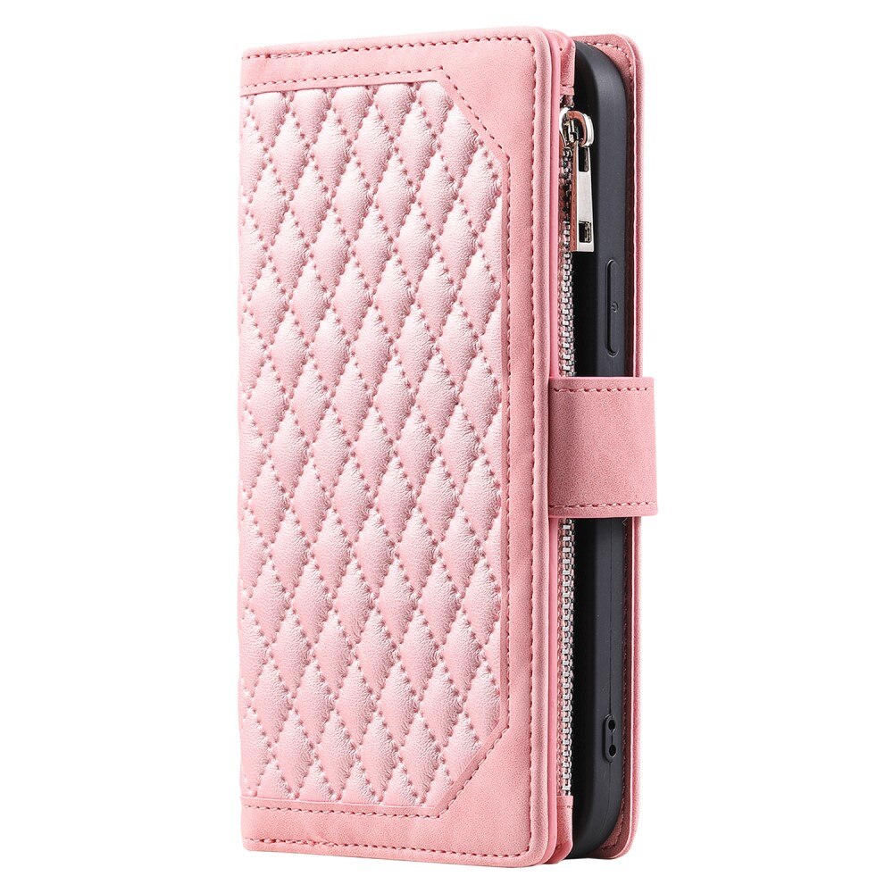 Lommebokveske iPhone 15 Pro Quilted Rosa