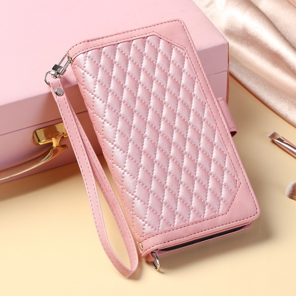 Lommebokveske iPhone 15 Pro Quilted Rosa