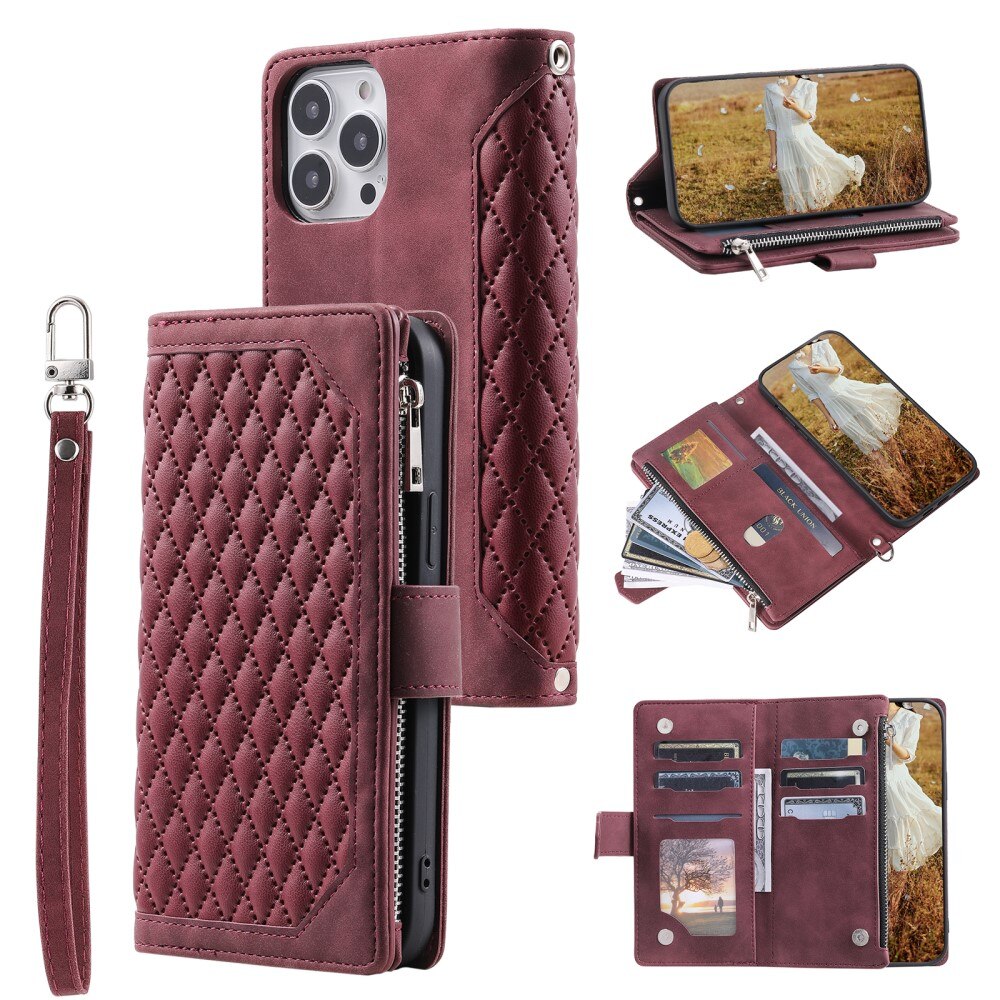 Lommebokveske iPhone 15 Pro Max Quilted Rød
