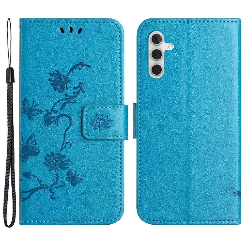 Lærveske Sommerfugler Samsung Galaxy S23 FE Blå