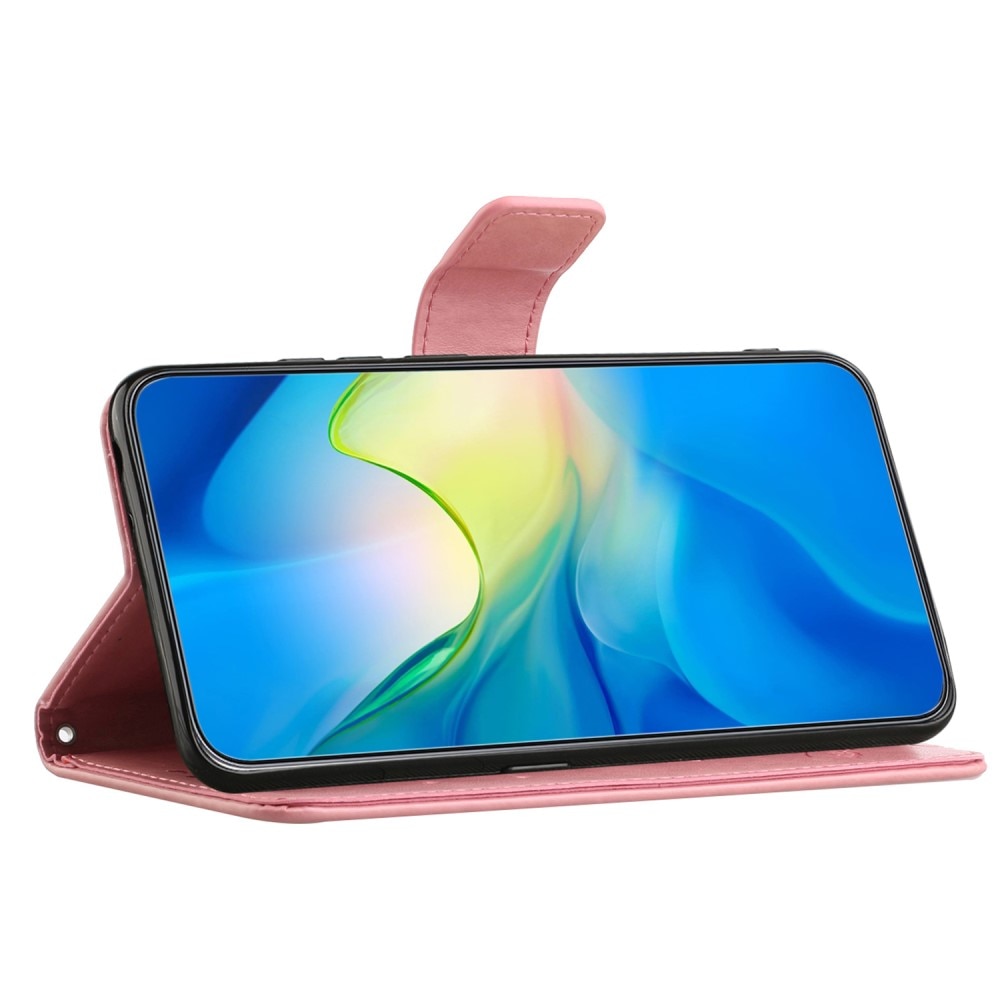 Lærveske Sommerfugler Samsung Galaxy S23 FE rosa
