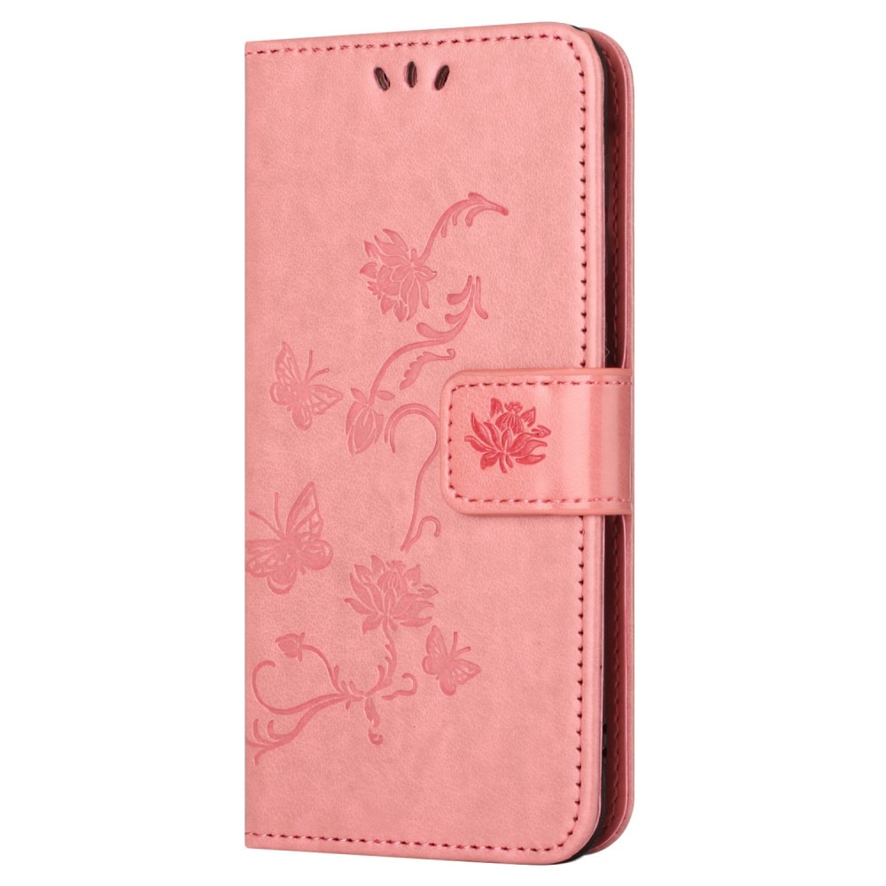 Lærveske Sommerfugler Samsung Galaxy S23 FE rosa