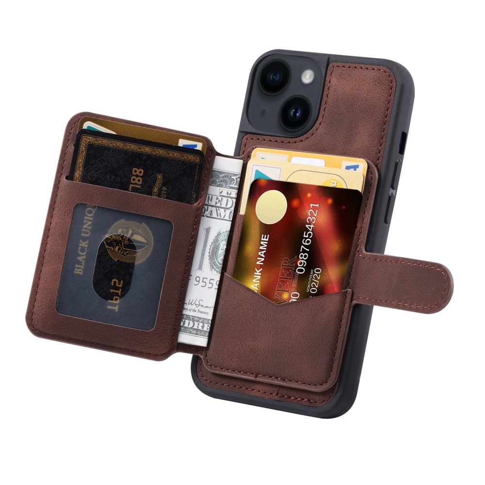 RFID blocking Multi-slot Deksel iPhone 15 Plus brun