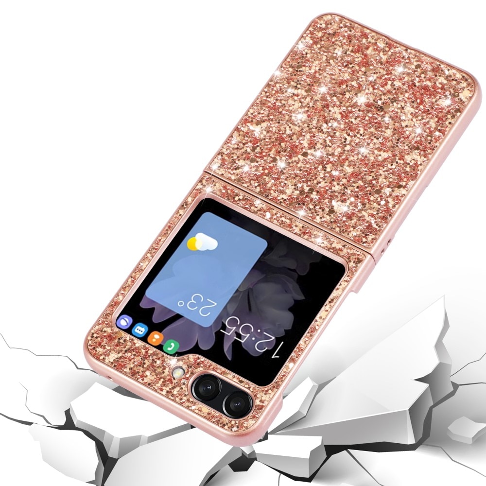 Glitterdeksel Samsung Galaxy Z Flip 5 rosegull