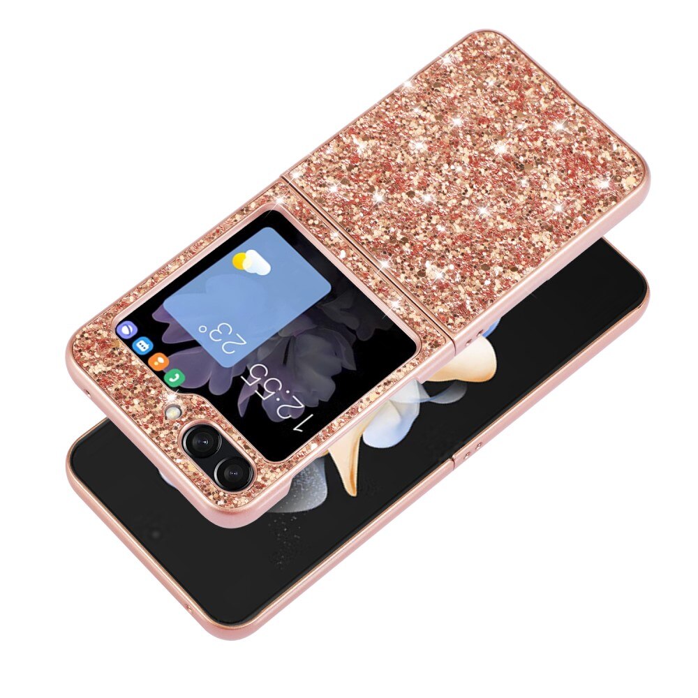 Glitterdeksel Samsung Galaxy Z Flip 5 rosegull