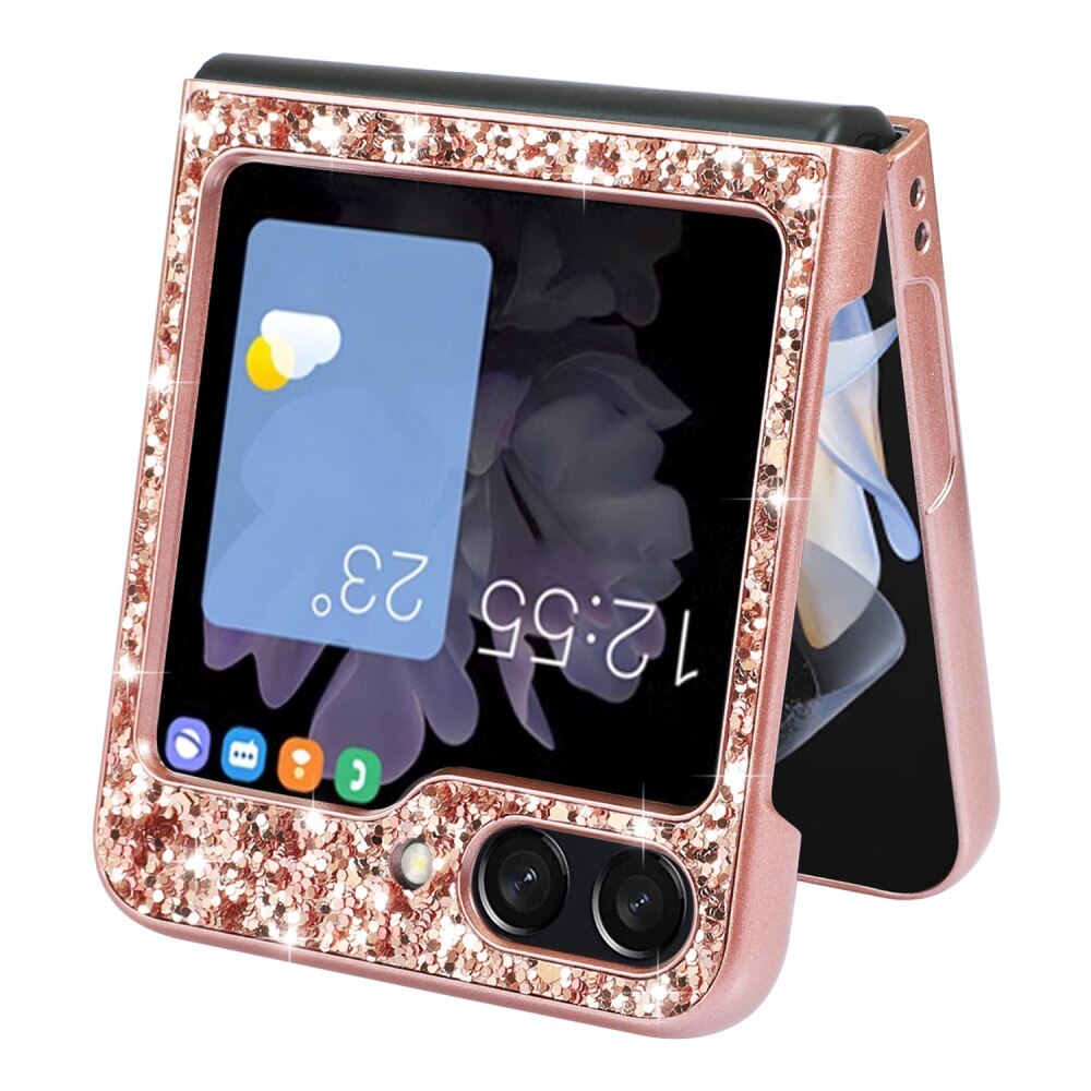 Glitterdeksel Samsung Galaxy Z Flip 5 rosegull