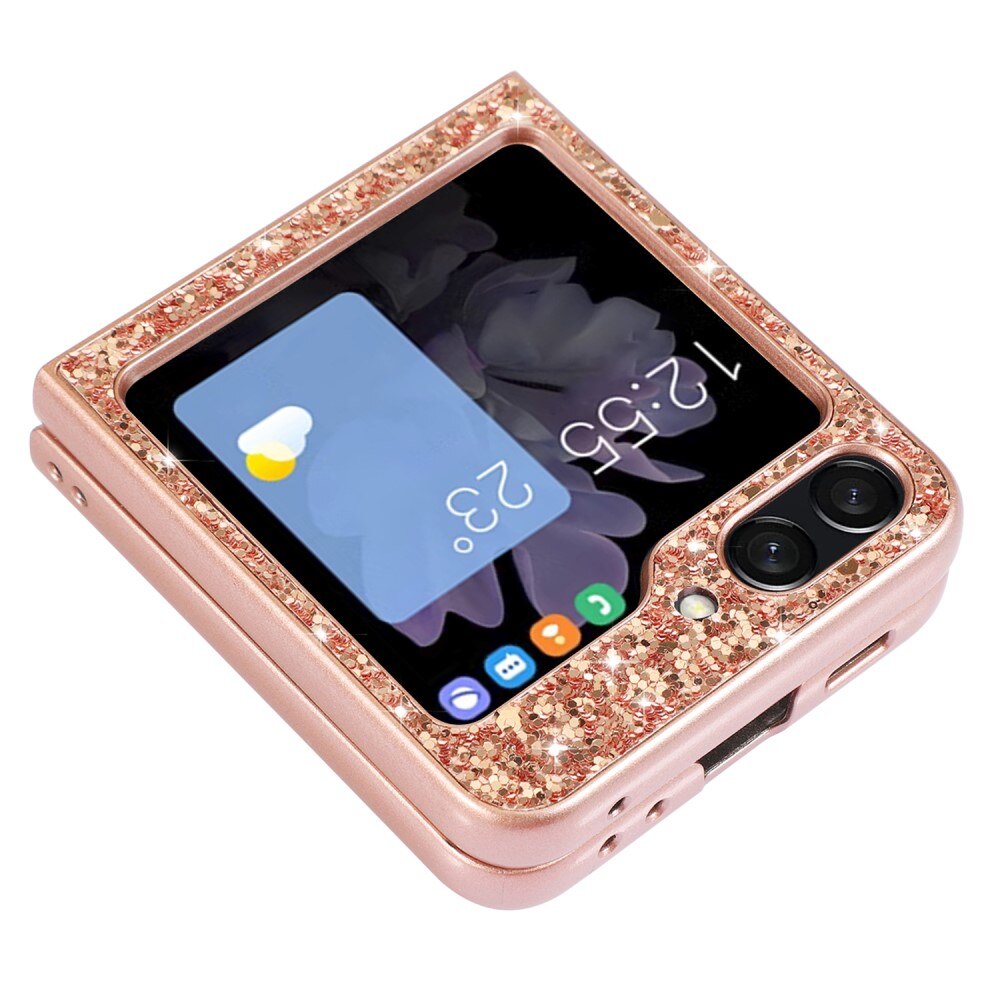 Glitterdeksel Samsung Galaxy Z Flip 5 rosegull