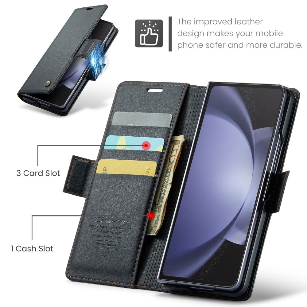 RFID blocking Slim Lommebokveske Samsung Galaxy Z Fold 5 svart