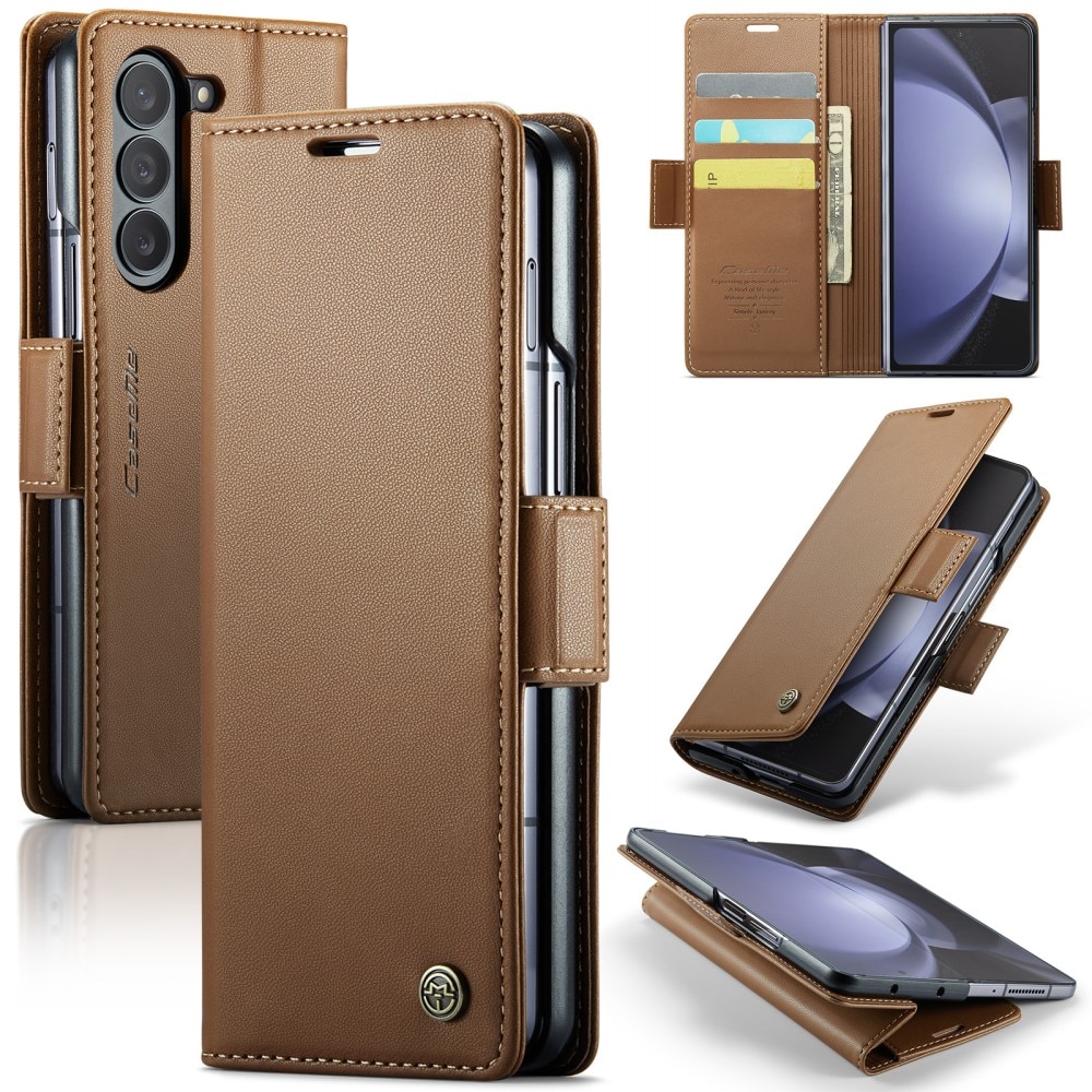 RFID blocking Slim Lommebokveske Samsung Galaxy Z Fold 5 brun