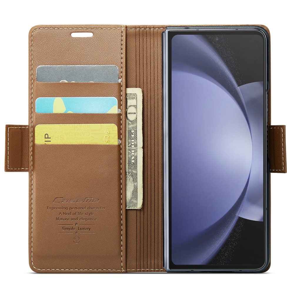 RFID blocking Slim Lommebokveske Samsung Galaxy Z Fold 5 brun