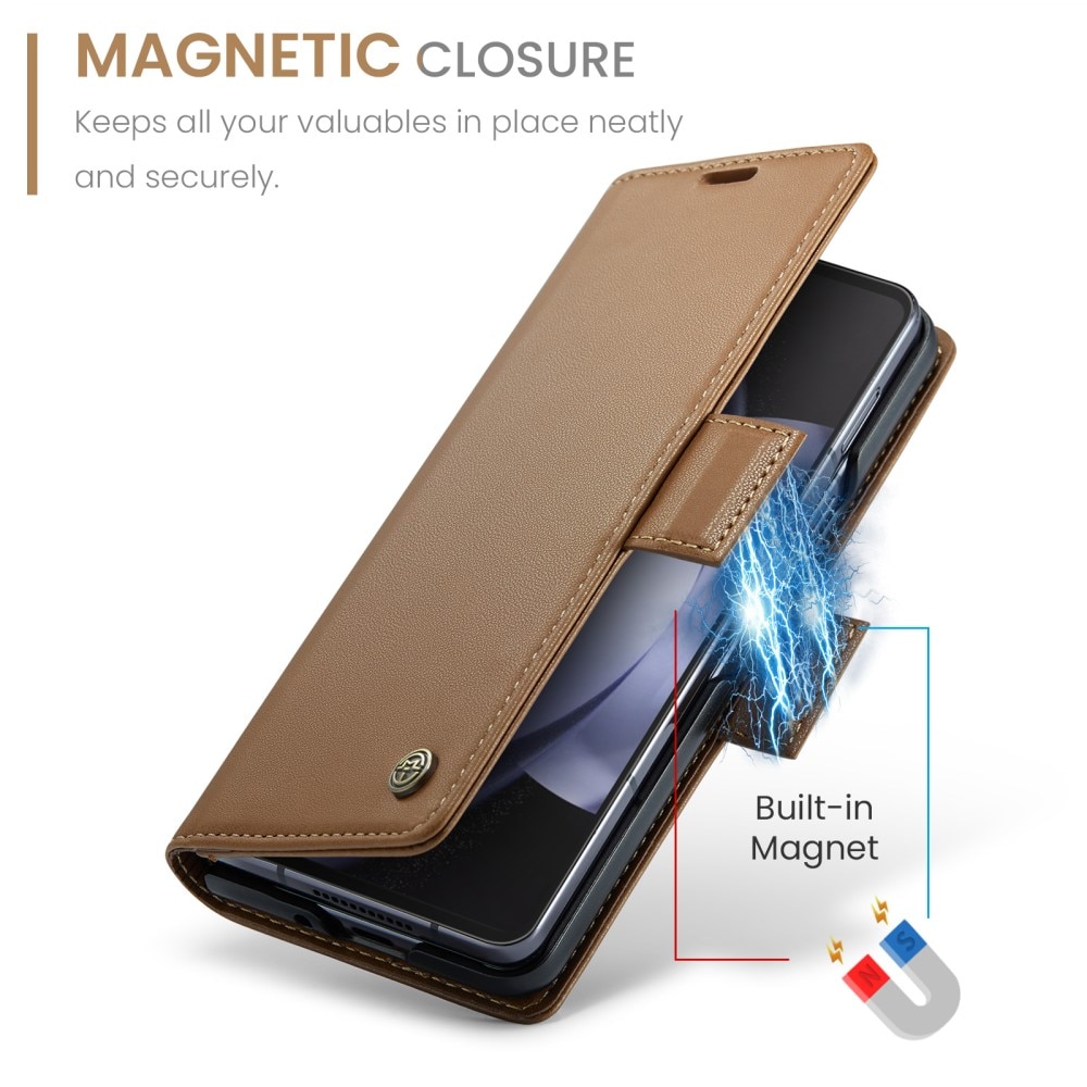 RFID blocking Slim Lommebokveske Samsung Galaxy Z Fold 5 brun