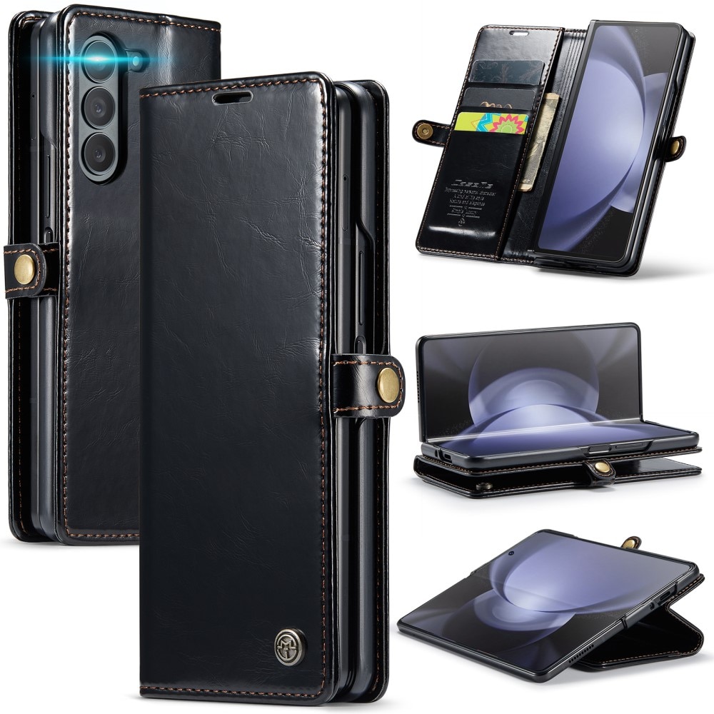 Leather Wallet Samsung Galaxy Z Fold 5 svart