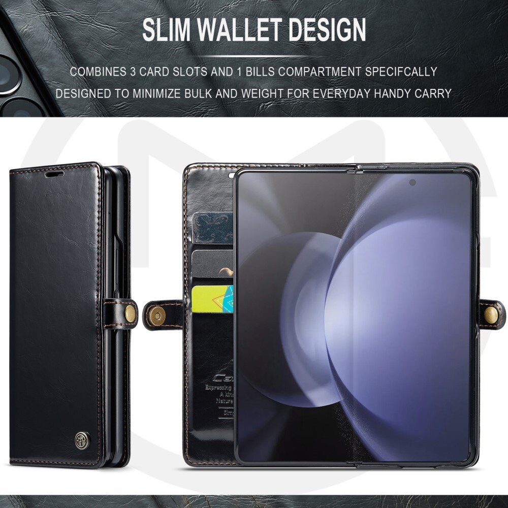 Leather Wallet Samsung Galaxy Z Fold 5 svart