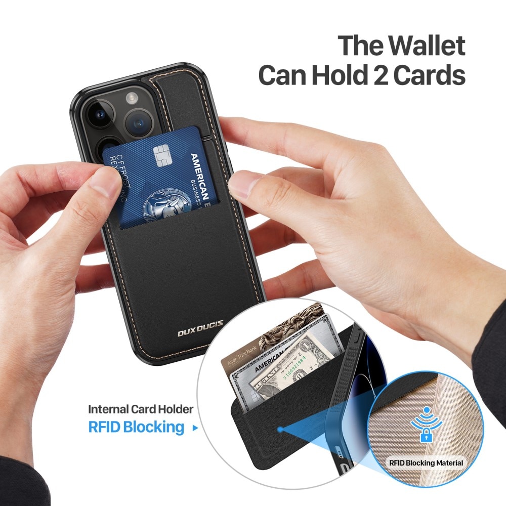 Rafi Series RFID MagSafe Wallet Stand Case iPhone 15 Pro Max svart