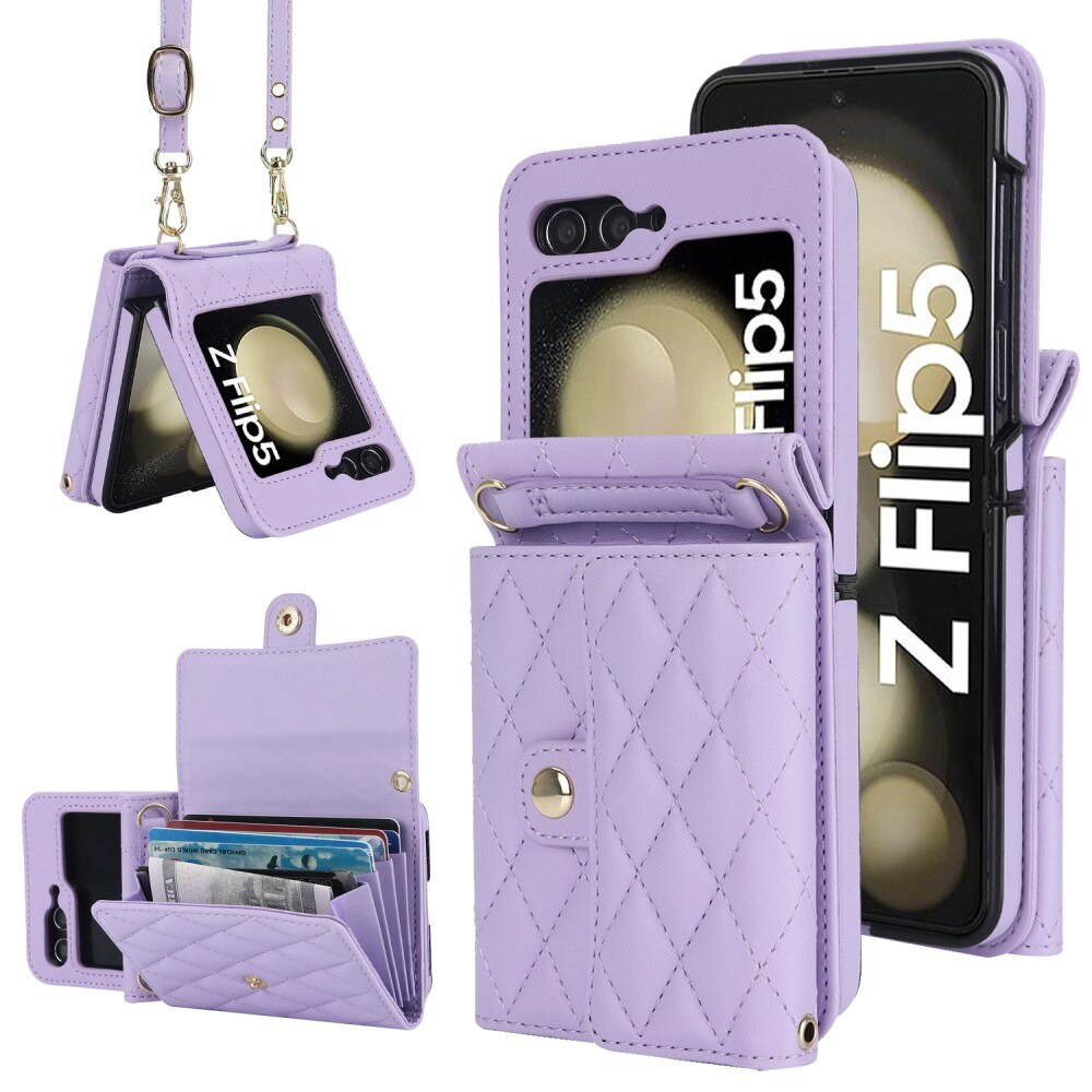 RFID blocking Lommebokveske Samsung Galaxy Z Flip 5 Quilted lilla