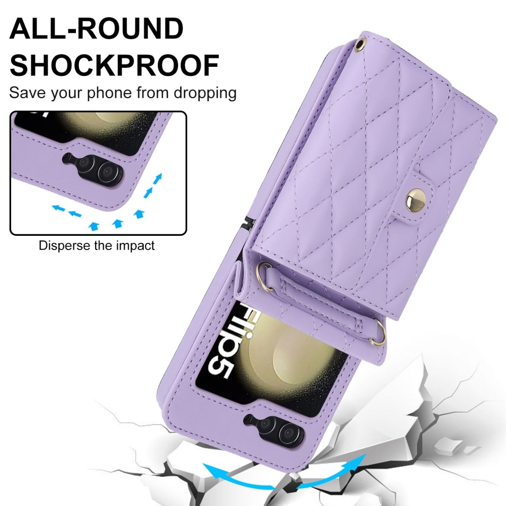 RFID blocking Lommebokveske Samsung Galaxy Z Flip 5 Quilted lilla