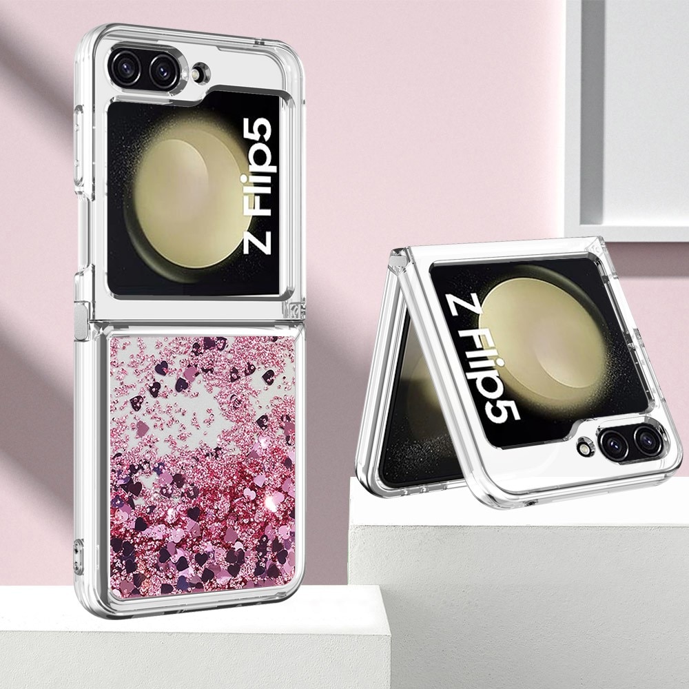 Glitter Powder TPU Deksel Samsung Galaxy Z Flip 5 rosa